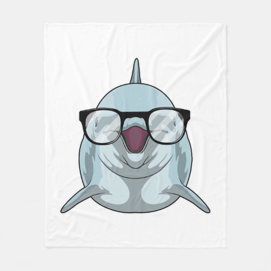 Dolfijn als Nerd met bril Fleece Deken (Voorkant)