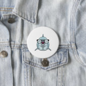 Dolfijn als Nerd met bril Ronde Button 7,6 Cm (In situ)
