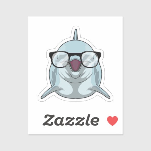 Dolfijn als Nerd met bril Sticker (Vel)