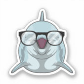 Dolfijn als Nerd met bril Sticker (Voorkant)
