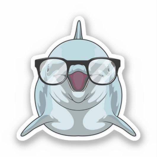 Dolfijn als Nerd met bril Sticker (Voorkant)