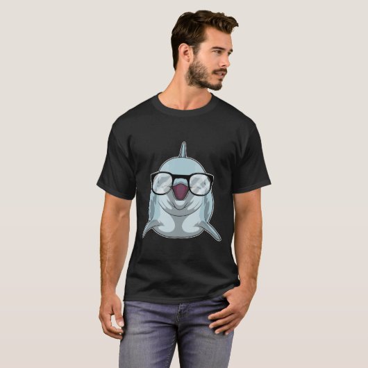 Dolfijn als Nerd met bril T-shirt (Voorkant volledig)