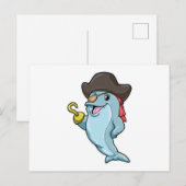 Dolfijn als piraat met ooglapje en haakhand briefkaart (Voorkant / Achterkant)