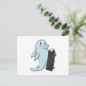 Dolfijn als skater met skateboard briefkaart (Staand voorkant)