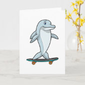 Dolfijn als Skater met skateboard Kaart (Gele Bloem)