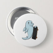 Dolfijn als Skater met skateboard Ronde Button 7,6 Cm (Voorkant /achterkant)