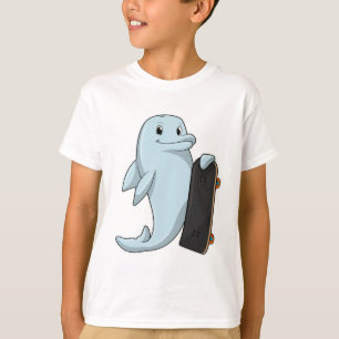 Dolfijn als Skater met skateboard T-shirt