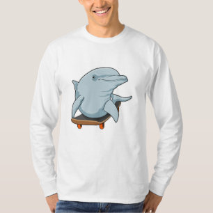 Dolfijn als Skater met skateboard T-shirt