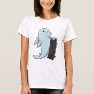 Dolfijn als Skater met skateboard T-shirt
