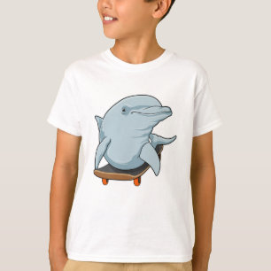 Dolfijn als Skater met skateboard T-shirt