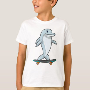 Dolfijn als Skater met skateboard T-shirt