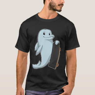 Dolfijn als Skater met skateboard T-shirt