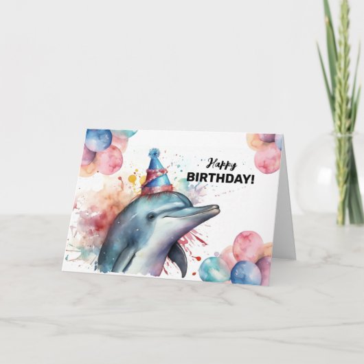 Dolfijn Aquarium Zee Leven Schattige Gelukkig Verj Kaart (Voorkant)