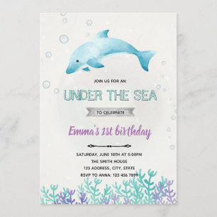 Dolfijn baby shower meisje uitnodiging