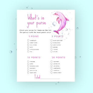Dolfijn baby shower - Wat in je tas spel
