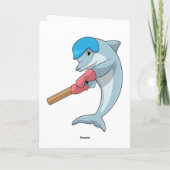 Dolfijn bij Cricket met cricketbat Kaart (Achterkant)