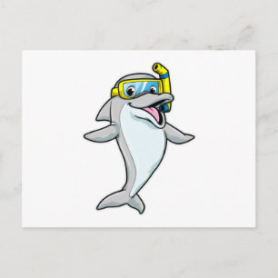 Dolfijn bij duiken met snorkel briefkaart