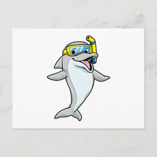 Dolfijn bij duiken met snorkel briefkaart (Voorkant)