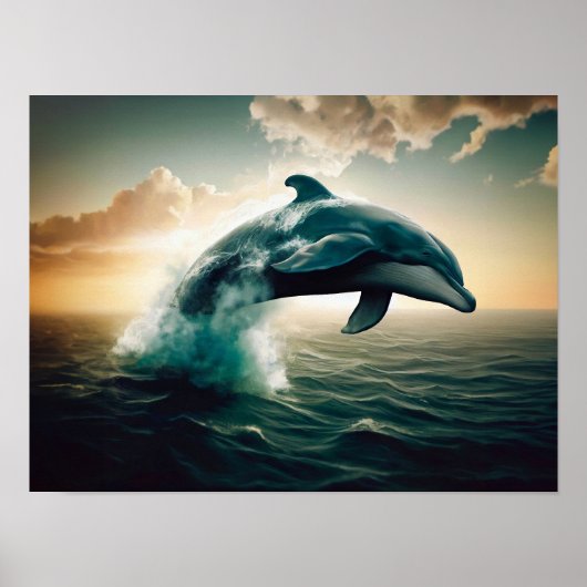 Dolfijn die uit het water springt poster (Voorkant)