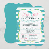 Dolfijn, Elegant, Maritiem Thema Baby Borrel Kaart (Voorkant / Achterkant)