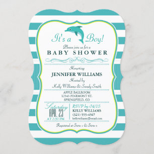 Dolfijn, Elegant, Nautisch Thema Baby shower Kaart