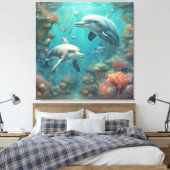 Dolfijn Fantasie 7 Canvas Afdruk (Insitu (Slaapkamer))
