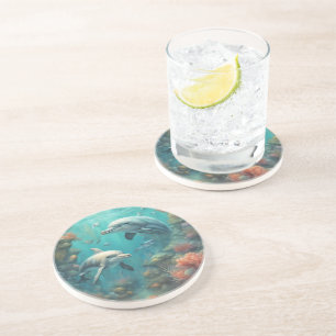 Dolfijn Fantasie 7 Zandsteen Onderzetter