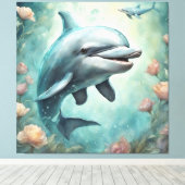 Dolfijn Fantasie 8 Canvas Afdruk (Insitu (Houten vloer))