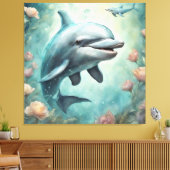 Dolfijn Fantasie 8 Canvas Afdruk (Insitu (Woonkamer))