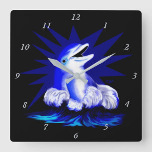 Dolfijn glimlachen vierkante klok