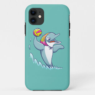 Dolfijn gooit de bal tijdens het waterpoloën iPhone 11 hoesje