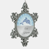 Dolfijn Hawaïaanse Kerstmis Tin Sneeuwvlok Ornament (Links)