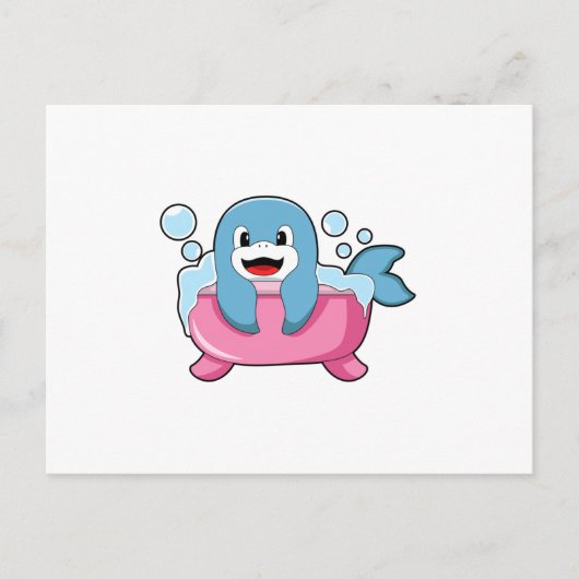 Dolfijn in badkuip briefkaart (Voorkant)