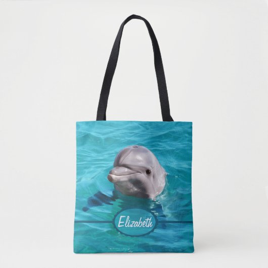 Dolfijn in blauw water personaliseren tote bag (Voorkant)