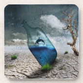 Dolfijn in een fles bier onderzetter (Voorkant)