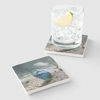 Dolfijn in een fles stenen onderzetter
