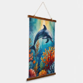 Dolfijn in het Coral Paradise Hangend Wandkleed (Gebogen)