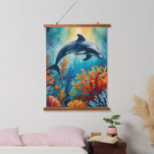 Dolfijn in het Coral Paradise Hangend Wandkleed (Slaapkamer)