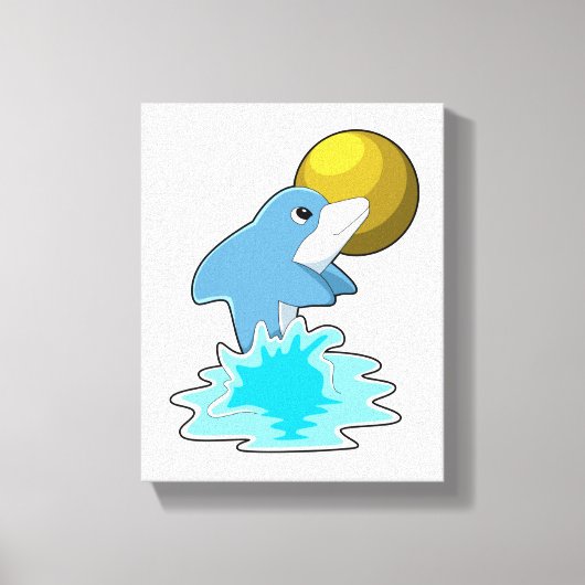Dolfijn in zwemmen met maan canvas afdruk (Voorkant)