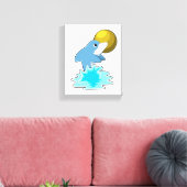 Dolfijn in zwemmen met maan canvas afdruk (Insitu (Woonkamer))