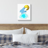 Dolfijn in zwemmen met maan canvas afdruk (Insitu (Slaapkamer))