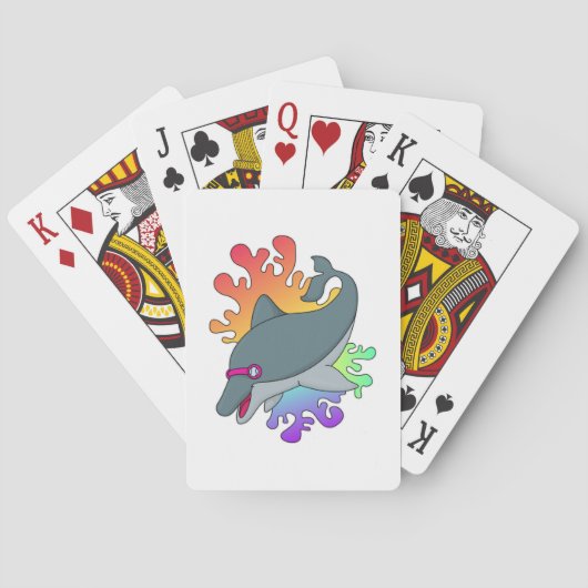 Dolfijn in zwemmen met zwembril pokerkaarten (Achterkant)
