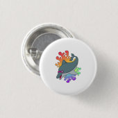 Dolfijn in zwemmen met zwembril ronde button 3,2 cm (Voorkant /achterkant)