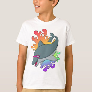 Dolfijn in zwemmen met zwembril t-shirt