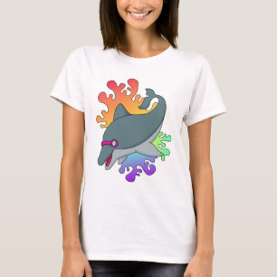 Dolfijn in zwemmen met zwembril t-shirt