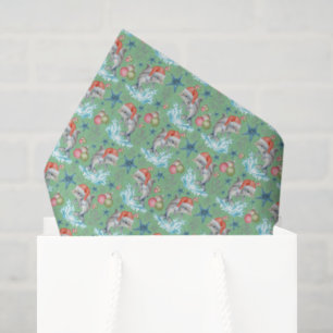 Dolfijn Kerst Tissue Papier in Groen