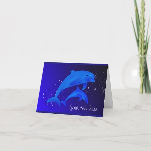 Dolfijn Kobalt Blauwe Oceaan Zee Aangepaste Opmerk Kaart (Voorkant)