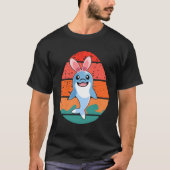 Dolfijn Konijn Happy Easter Eggs Retro Mannen Vrou T-shirt (Voorkant)