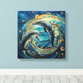 Dolfijn Kunstprint Canvas Afdruk (Insitu (Houten vloer))
