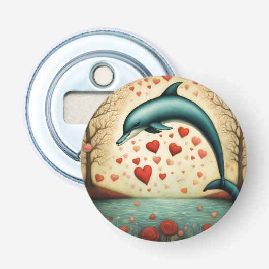 Dolfijn Liefde 3 Button Flesopener (Voorkant)